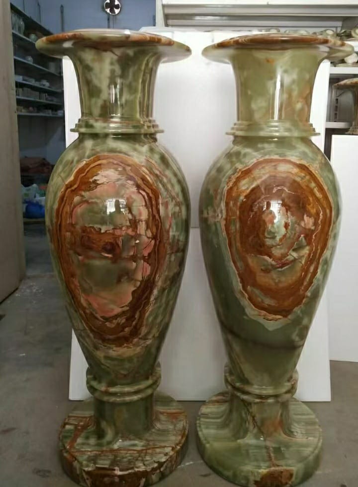 Elegant Green Marble Tall Vase for Luxury Home Décor