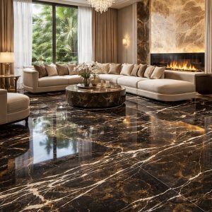 Black & Gold Marble for Luxury Villas in Oman