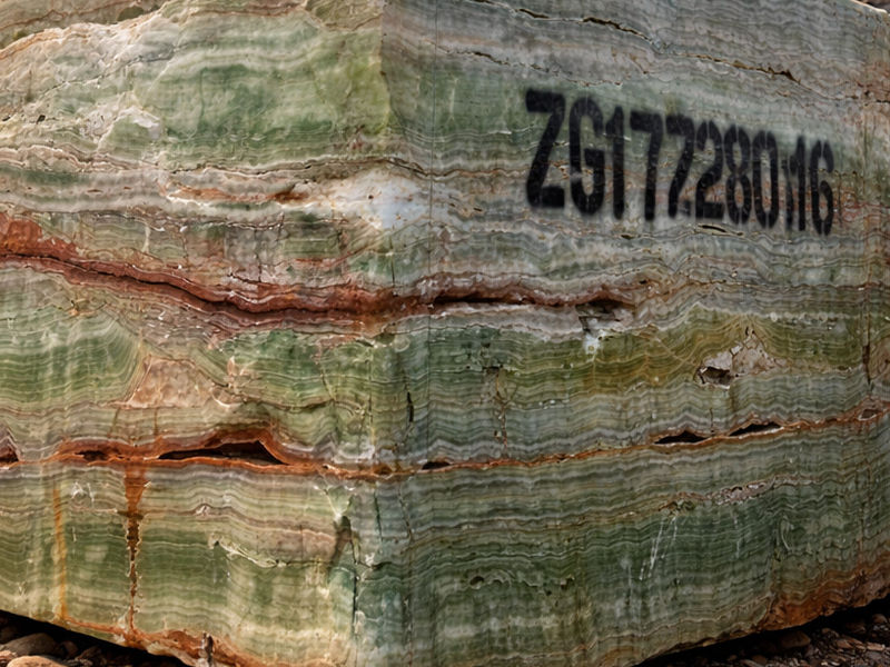 Raw Green Onyx blocks in Pakistan quarry