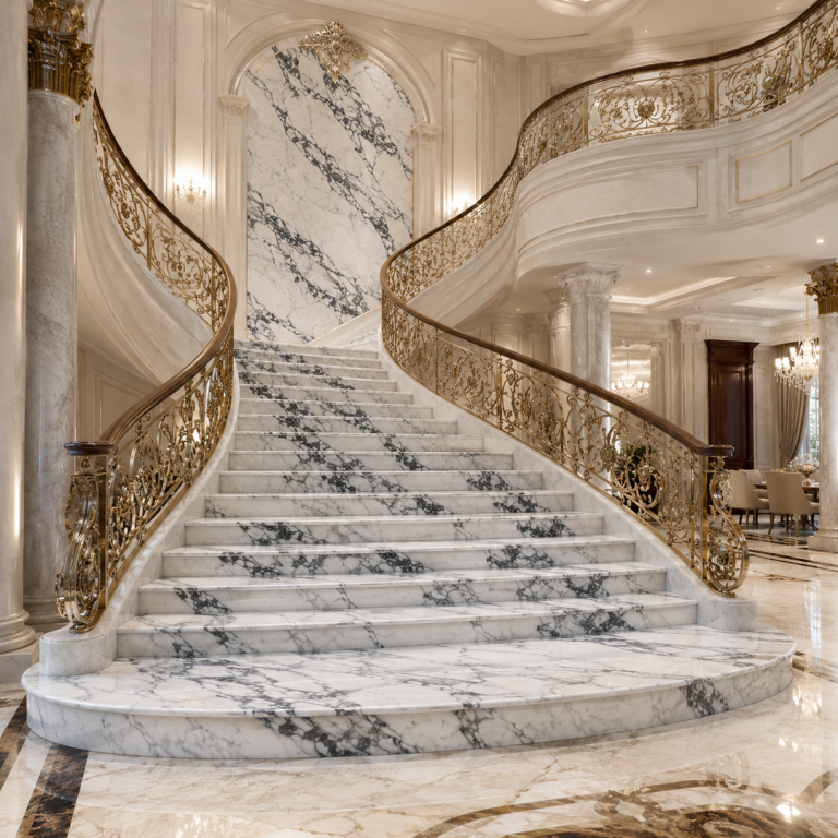White Commando Marble luxury staircase